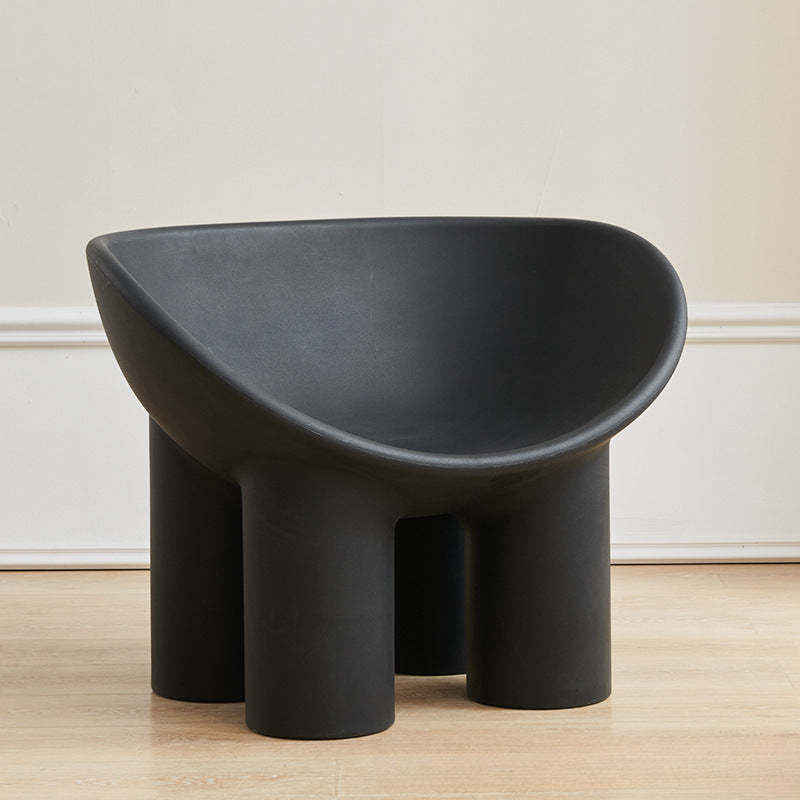 Contemporary Elephant-Leg Plastic Curved Chair — Pink