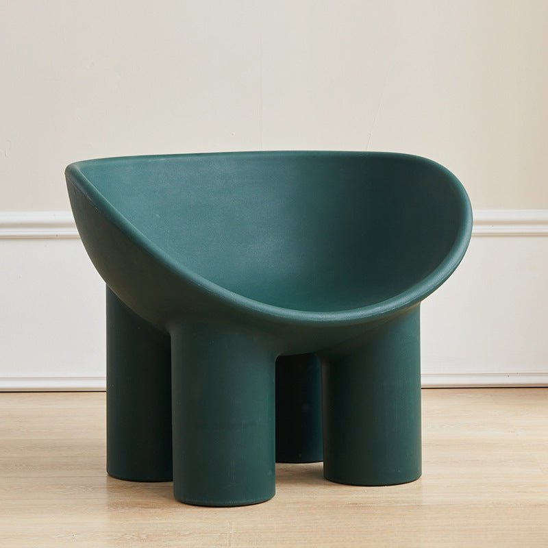 Contemporary Elephant-Leg Plastic Curved Chair — Haze Blue