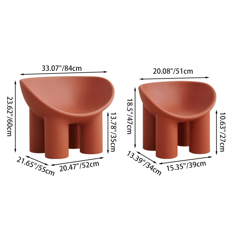 Contemporary Elephant-Leg Plastic Curved Chair — Ginger
