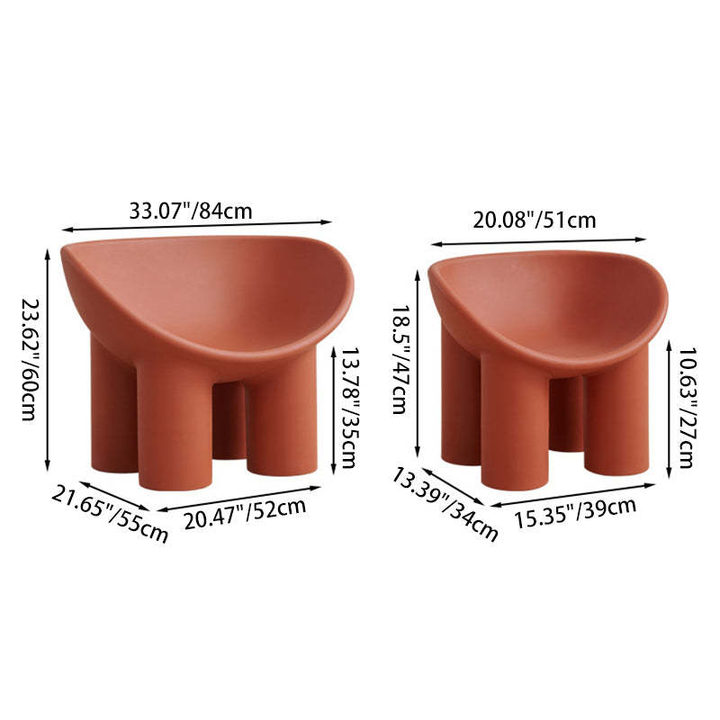 Contemporary Elephant-Leg Plastic Curved Chair — Ginger