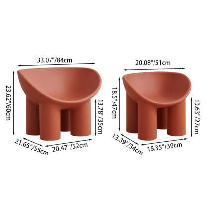 Contemporary Elephant-Leg Plastic Curved Chair — Ginger