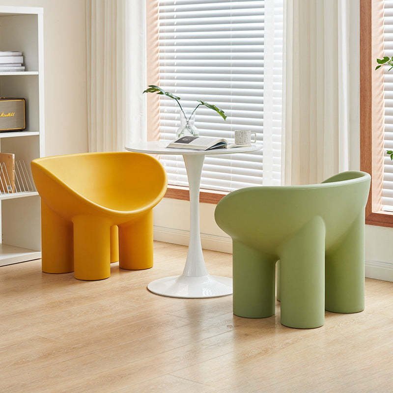 Contemporary Elephant-Leg Plastic Curved Chair — Gray