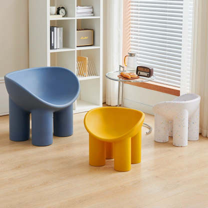 Contemporary Elephant-Leg Plastic Curved Chair — White