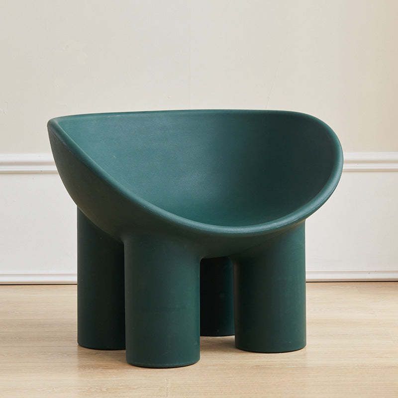 Contemporary Elephant-Leg Plastic Curved Chair — Haze Blue