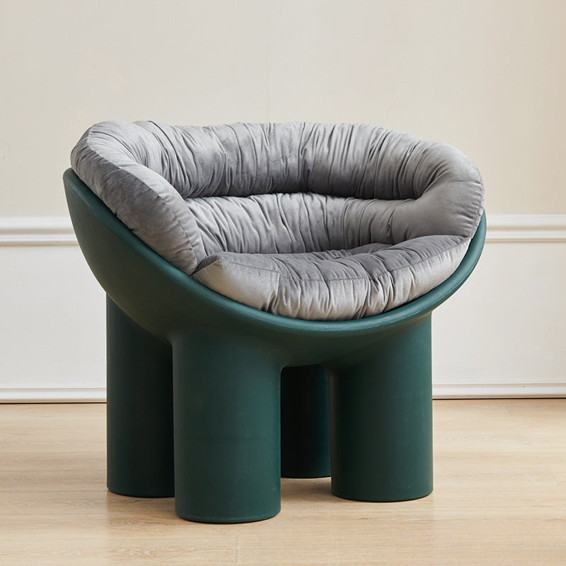 Contemporary Elephant-Leg Plastic Curved Chair — Pink