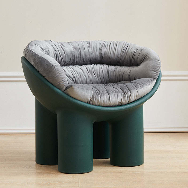 Contemporary Elephant-Leg Plastic Curved Chair — Pink