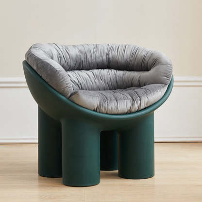 Contemporary Elephant-Leg Plastic Curved Chair — Pink
