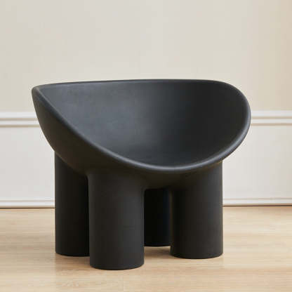 Contemporary Elephant-Leg Plastic Curved Chair — Gray