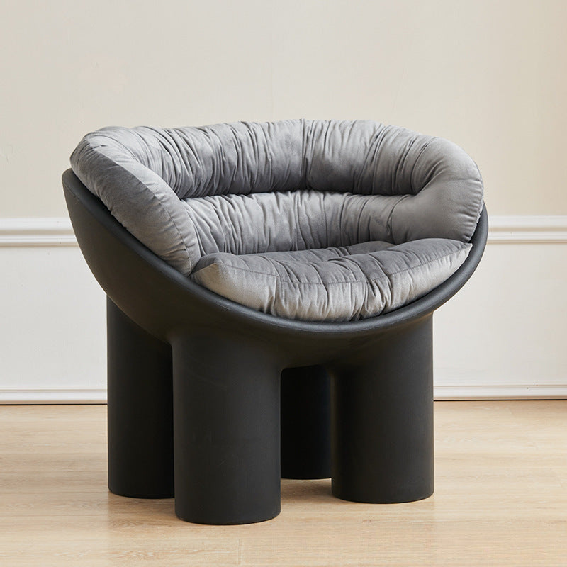 Contemporary Elephant-Leg Plastic Curved Chair — Navy Blue