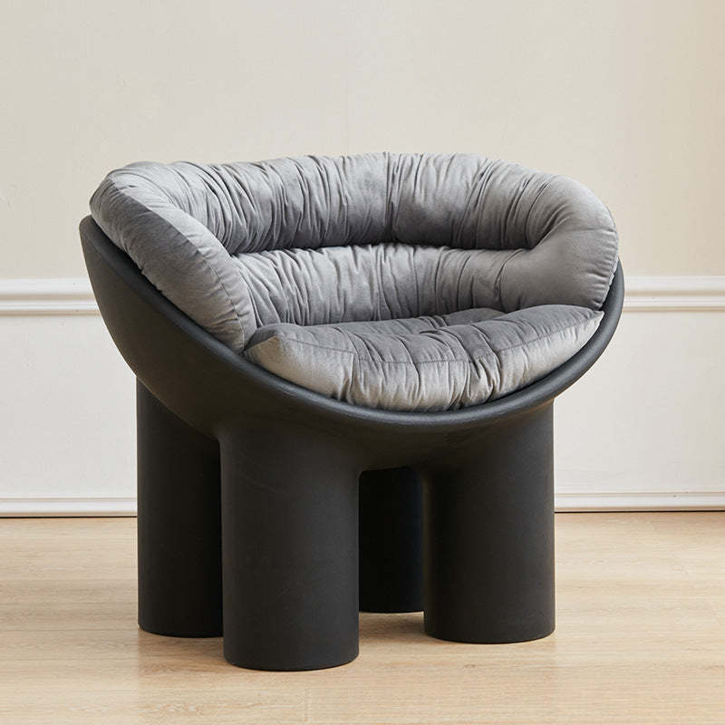 Contemporary Elephant-Leg Plastic Curved Chair — Navy Blue