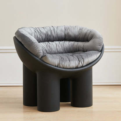 Contemporary Elephant-Leg Plastic Curved Chair — Navy Blue