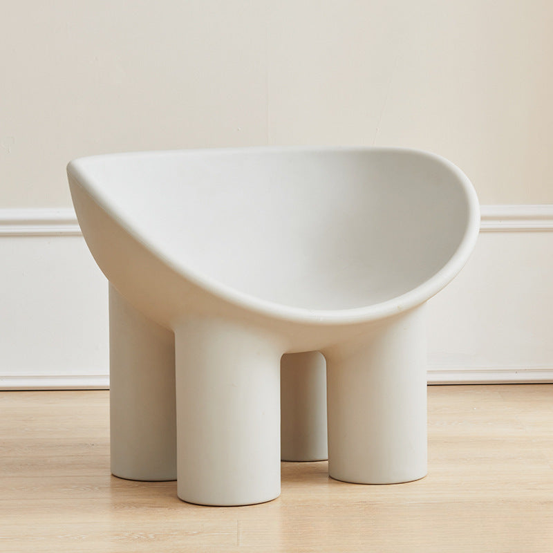Contemporary Elephant-Leg Plastic Curved Chair — Deep Red
