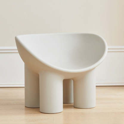 Contemporary Elephant-Leg Plastic Curved Chair — Deep Red