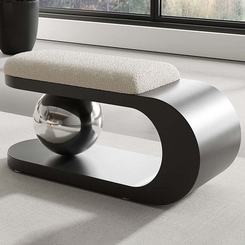 Contemporary Scandinavian Long Curve Orb Carbon Steel Lambswool Chair For Living Room