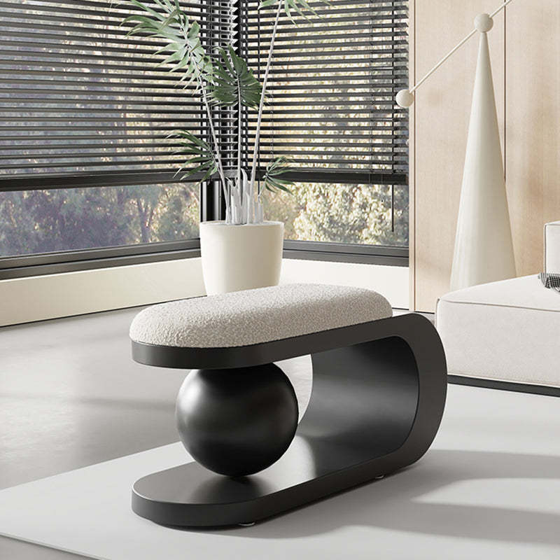 Contemporary Scandinavian Long Curve Orb Carbon Steel Lambswool Chair For Living Room
