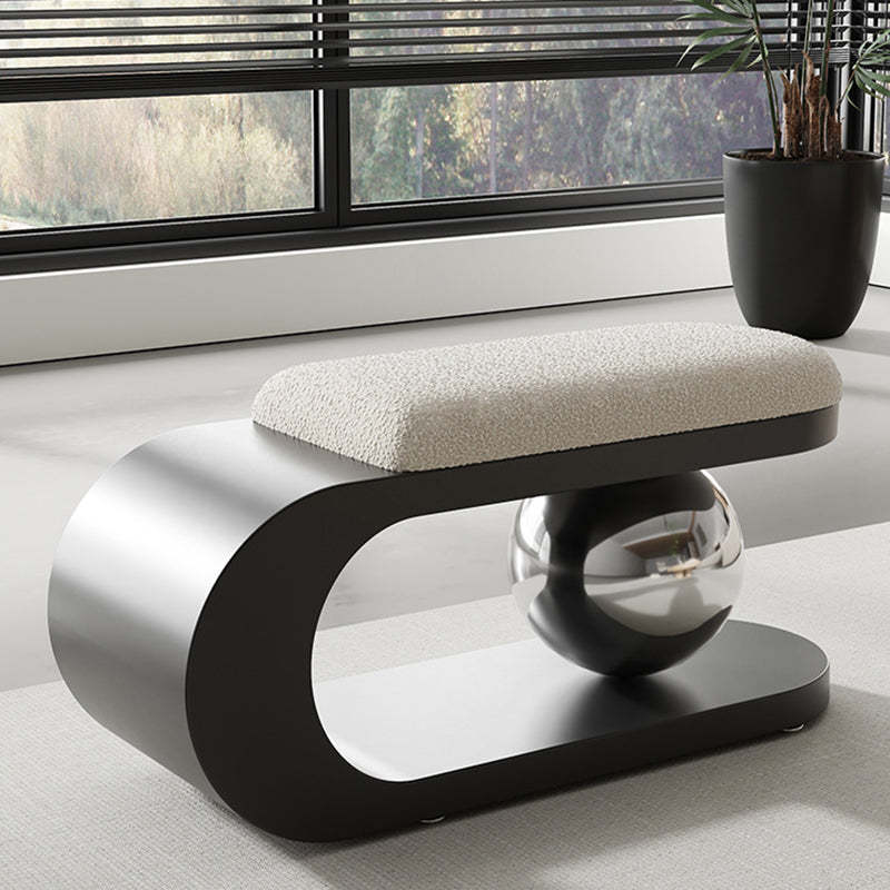 Contemporary Scandinavian Long Curve Orb Carbon Steel Lambswool Chair For Living Room
