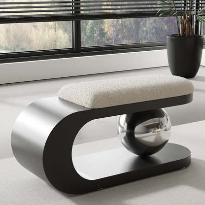 Contemporary Scandinavian Long Curve Orb Carbon Steel Lambswool Chair For Living Room