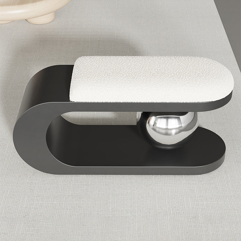 Contemporary Scandinavian Long Curve Orb Carbon Steel Lambswool Chair For Living Room