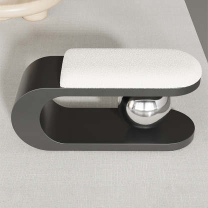 Contemporary Scandinavian Long Curve Orb Carbon Steel Lambswool Chair For Living Room