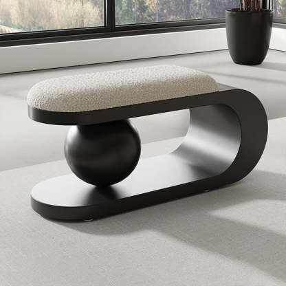 Contemporary Scandinavian Long Curve Orb Carbon Steel Lambswool Chair For Living Room