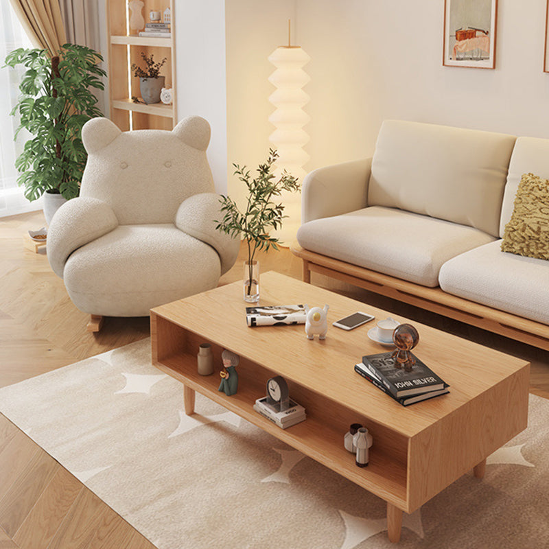 Minimalist Bear Wood Lambswool Rocking Accent Chair
