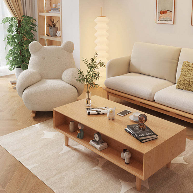 Minimalist Bear Wood Lambswool Rocking Accent Chair
