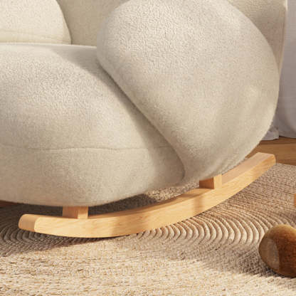 Minimalist Bear Wood Lambswool Rocking Accent Chair