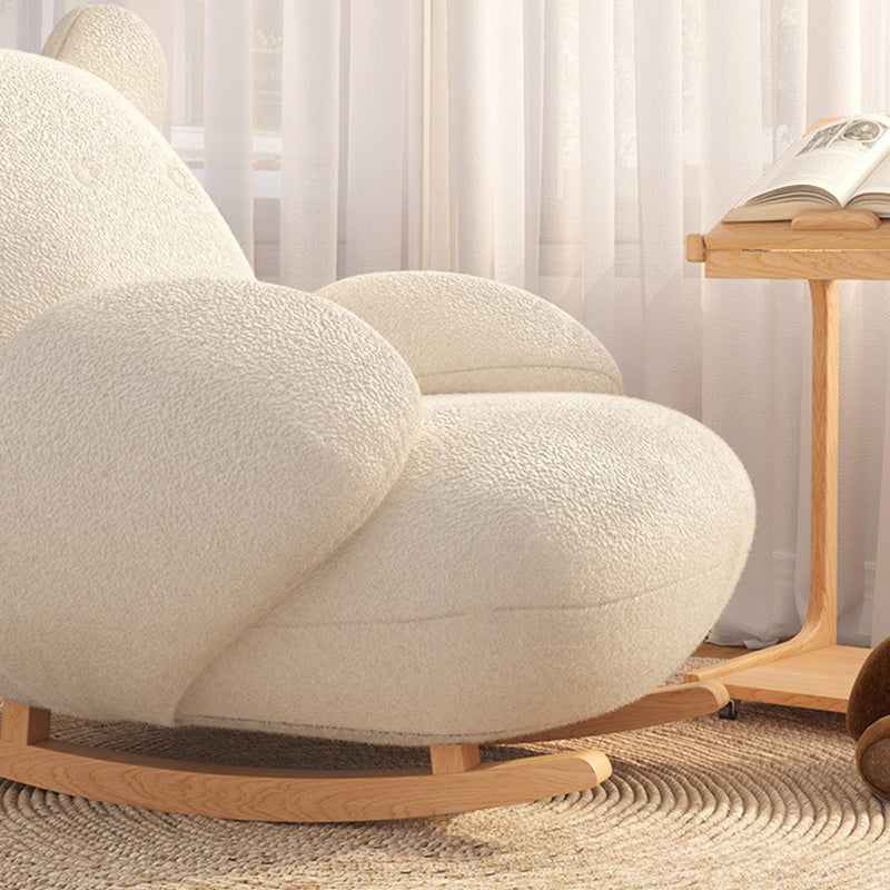Minimalist Bear Wood Lambswool Rocking Accent Chair