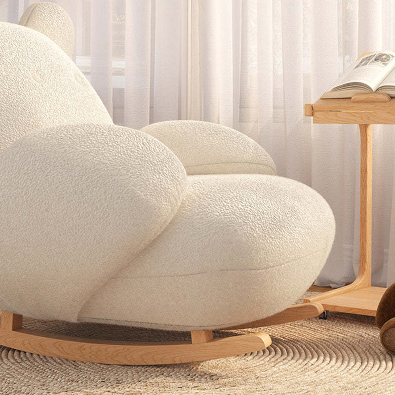 Minimalist Bear Wood Lambswool Rocking Accent Chair