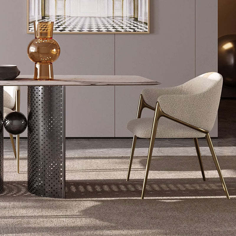 Minimalist Curved Lambswool Velvet Dining Chair