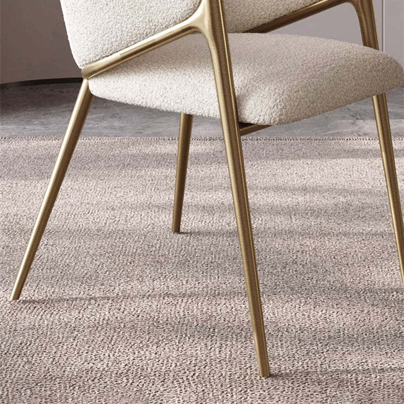 Minimalist Curved Lambswool Velvet Dining Chair