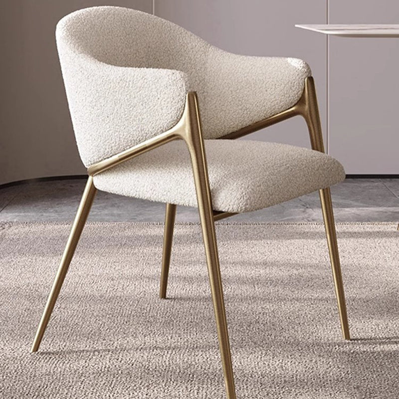 Minimalist Curved Lambswool Velvet Dining Chair