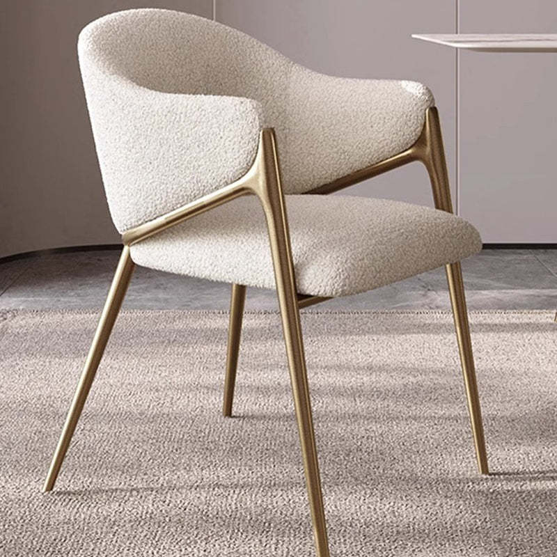 Minimalist Curved Lambswool Velvet Dining Chair