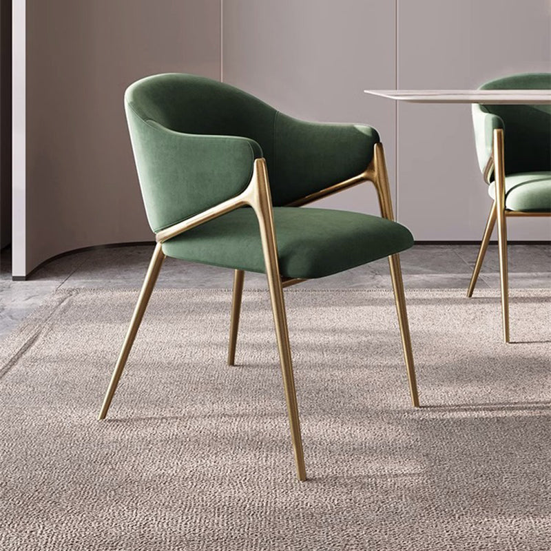 Minimalist Curved Lambswool Velvet Dining Chair