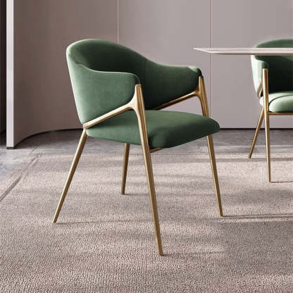 Minimalist Curved Lambswool Velvet Dining Chair