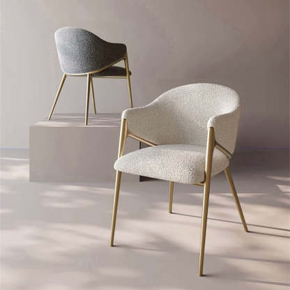 Minimalist Curved Lambswool Velvet Dining Chair