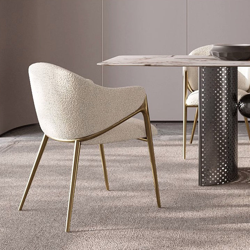Minimalist Curved Lambswool Velvet Dining Chair