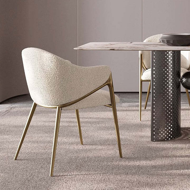 Minimalist Curved Lambswool Velvet Dining Chair