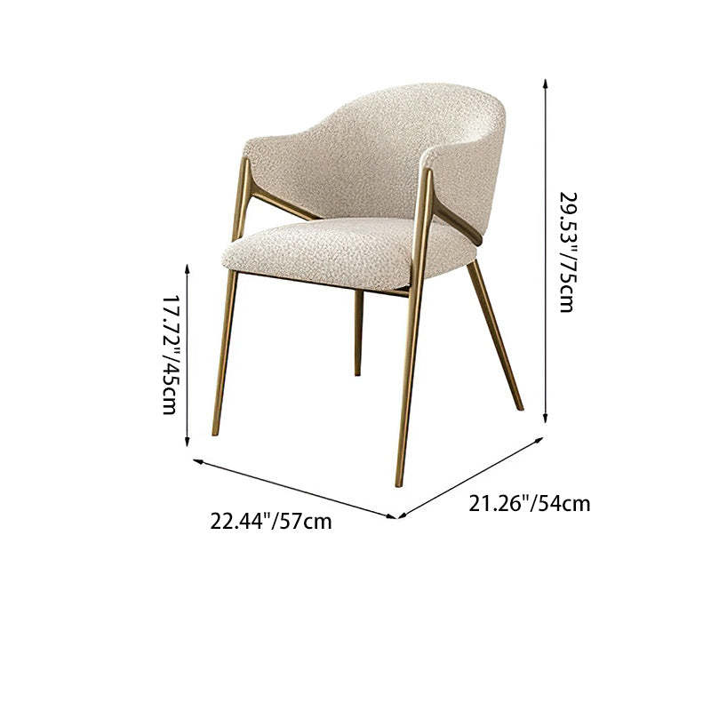 Minimalist Curved Lambswool Velvet Dining Chair — Green - Velvet