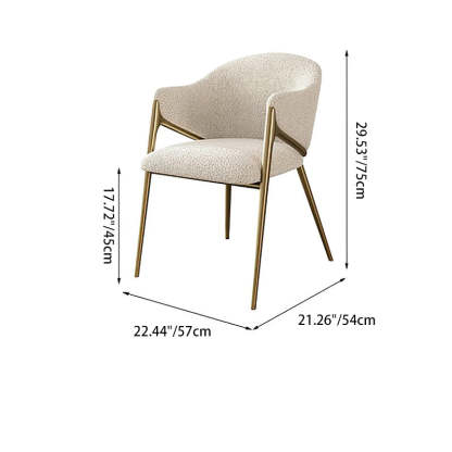 Minimalist Curved Lambswool Velvet Dining Chair — Green - Velvet