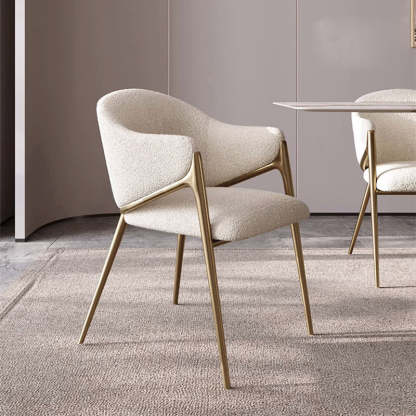 Minimalist Curved Lambswool Velvet Dining Chair