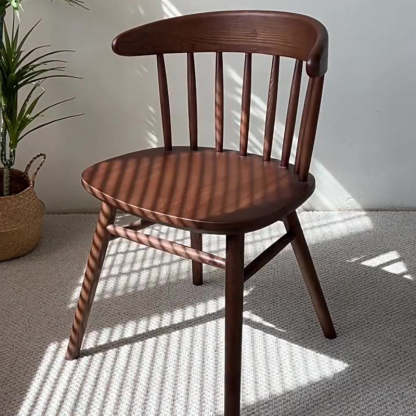 Vintage Arc Ash Wood Dining Chair — Walnut Color