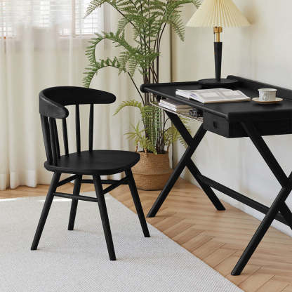 Vintage Arc Ash Wood Dining Chair — Black