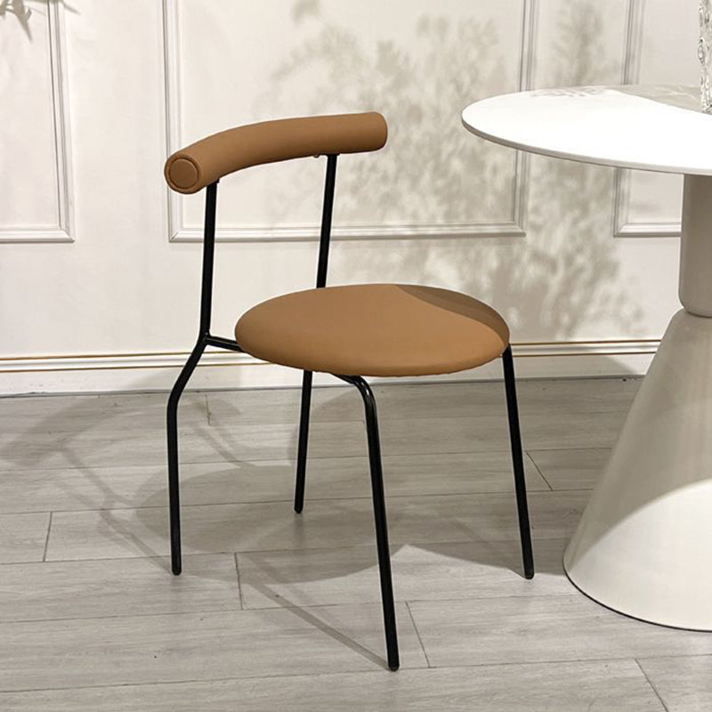 Mid-Century Curve Steel Leather Dining Chair