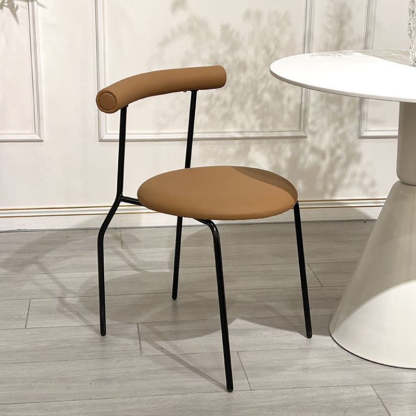 Mid-Century Curve Steel Leather Dining Chair