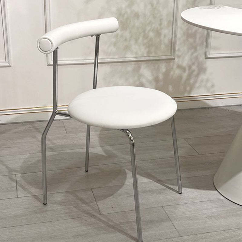 Lighom mid-century curve white dining chairs & benches in leather — Silver