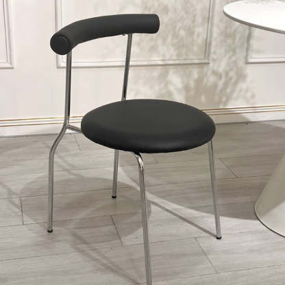 Mid-Century Curve Steel Leather Dining Chair