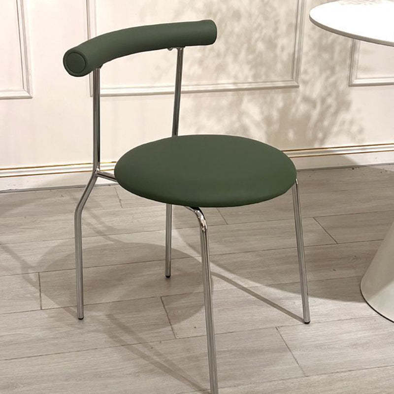 Mid-Century Curve Steel Leather Dining Chair