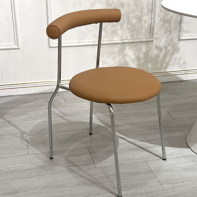 Mid-Century Curve Steel Leather Dining Chair