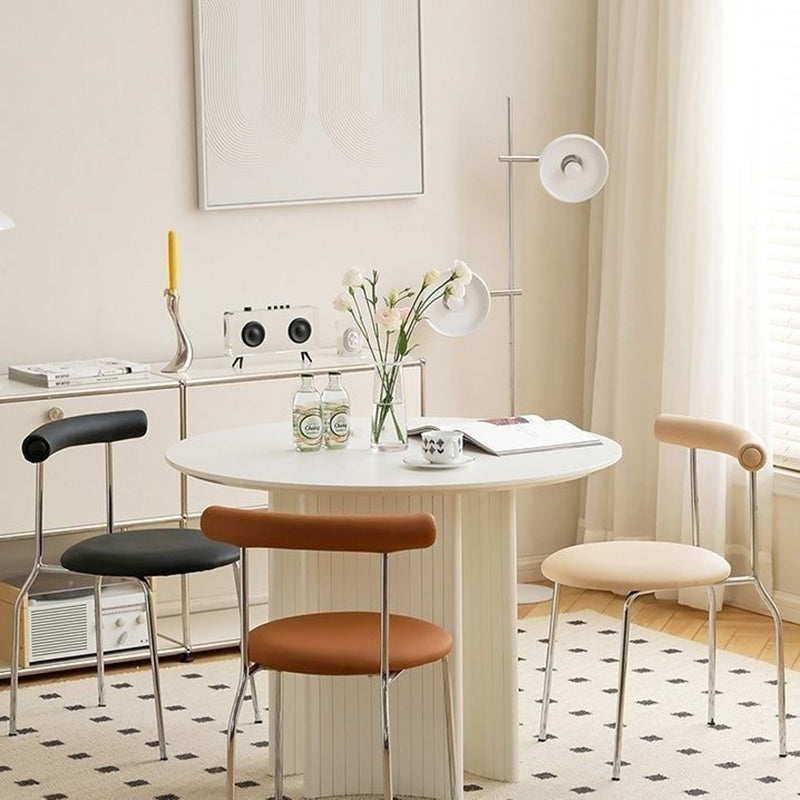 Mid-Century Curve Steel Leather Dining Chair — Black Leg + Black